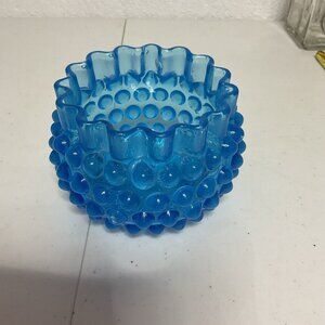 Hobbs Brockunier Opal Blue Hobnail small vase, spooner